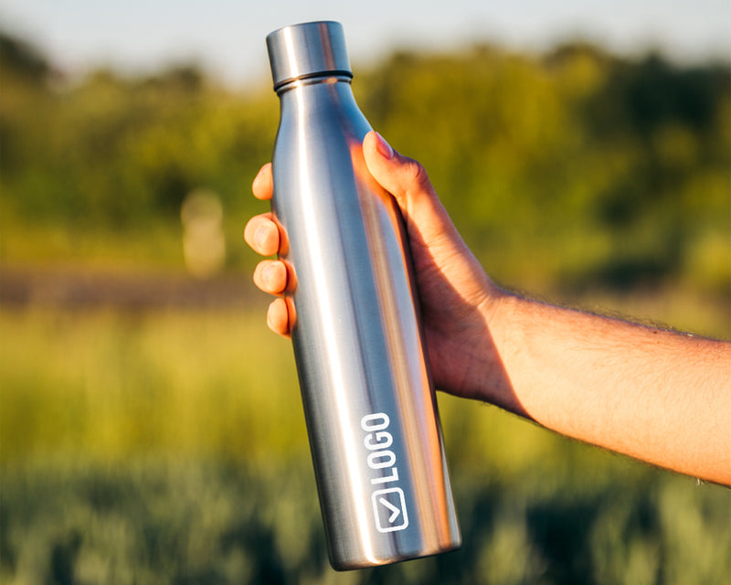 Gourde de sport en acier inoxydable avec logo d'entreprise gravé