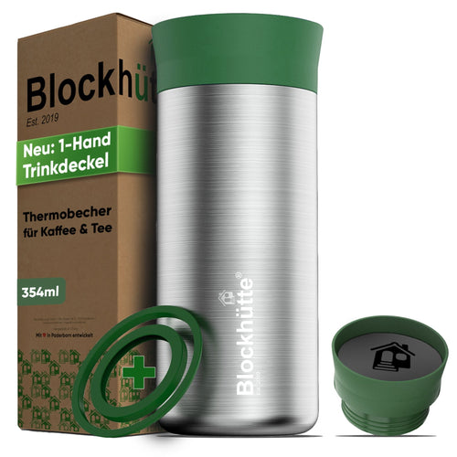 Thermobecher Edelstahl für Kaffee und Tee | 354ml | Dunkelgrün