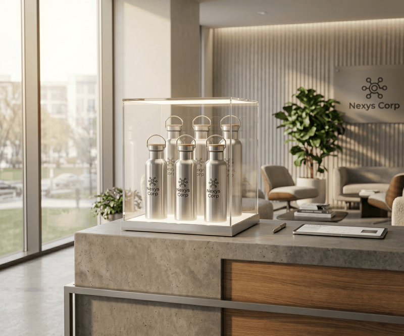 Gourde en inox de 500 ml pour le bureau : compacte, légère, elle passe sous toutes les fontaines à eau - Blockhütte
