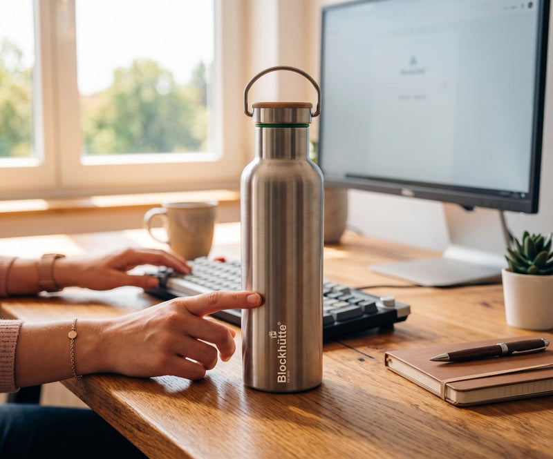 Bouteille en inox de 750 ml pour le bureau : la taille idéale pour la journée de travail - Blockhütte