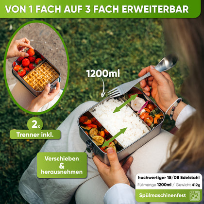 Boîte à pain en acier inoxydable avec 2 séparateurs