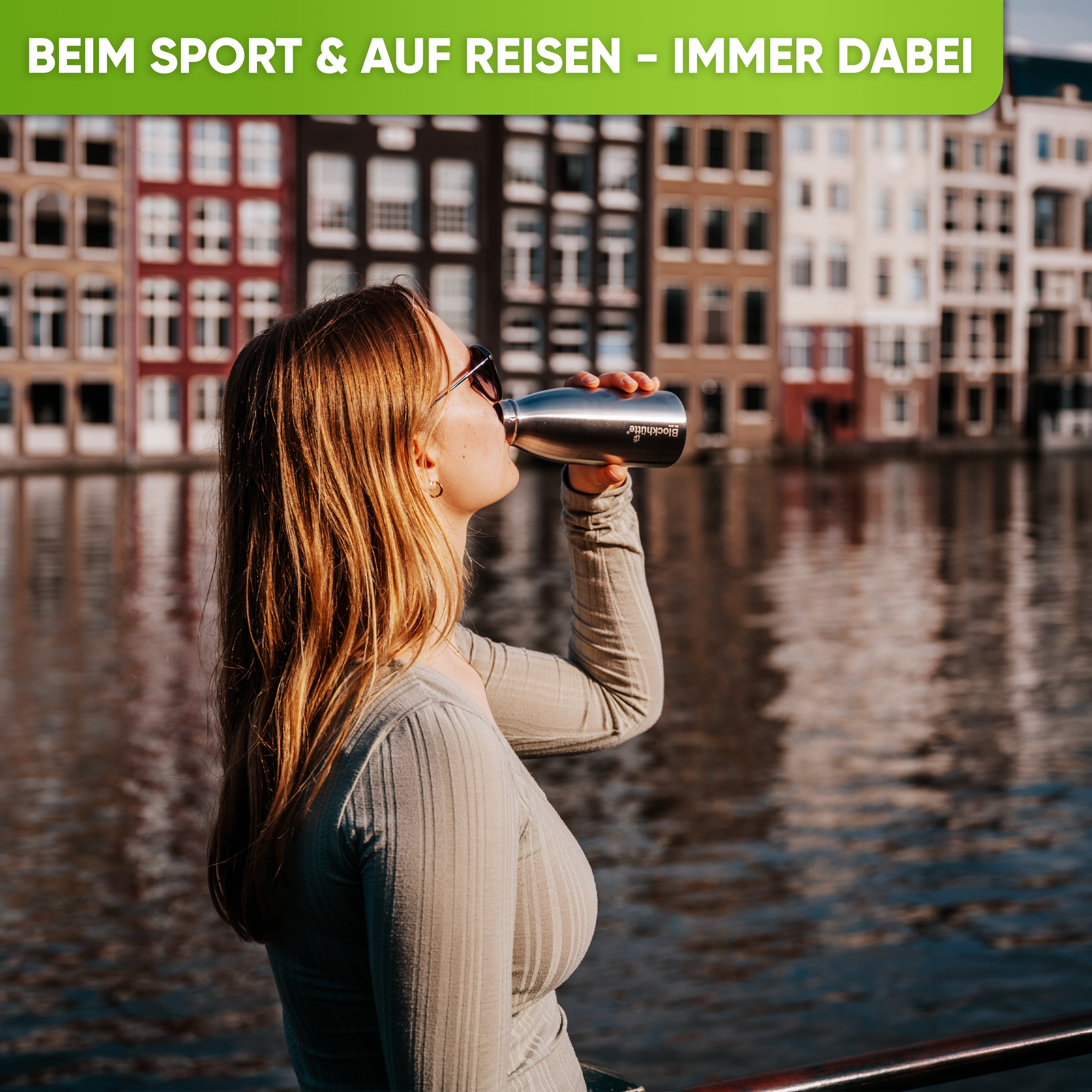 Bouteille Isotherme de sport en acier inoxydable isolée avec [Brosse en poils naturels GRATUITE]