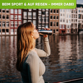 Bouteille Isotherme de sport en acier inoxydable isolée avec [Brosse en poils naturels GRATUITE]