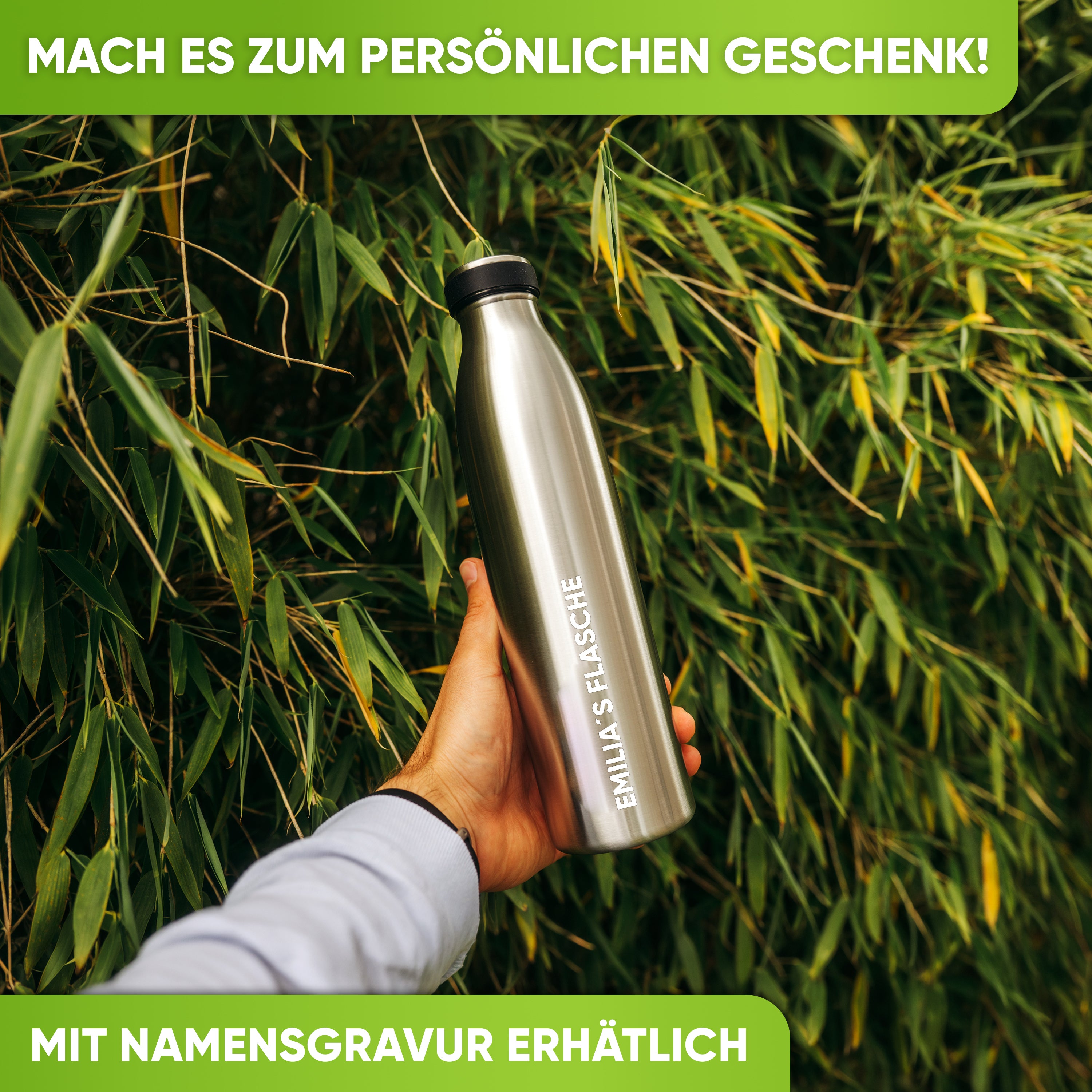 Bouteille Isotherme de sport en acier inoxydable isolée avec [Brosse en poils naturels GRATUITE]