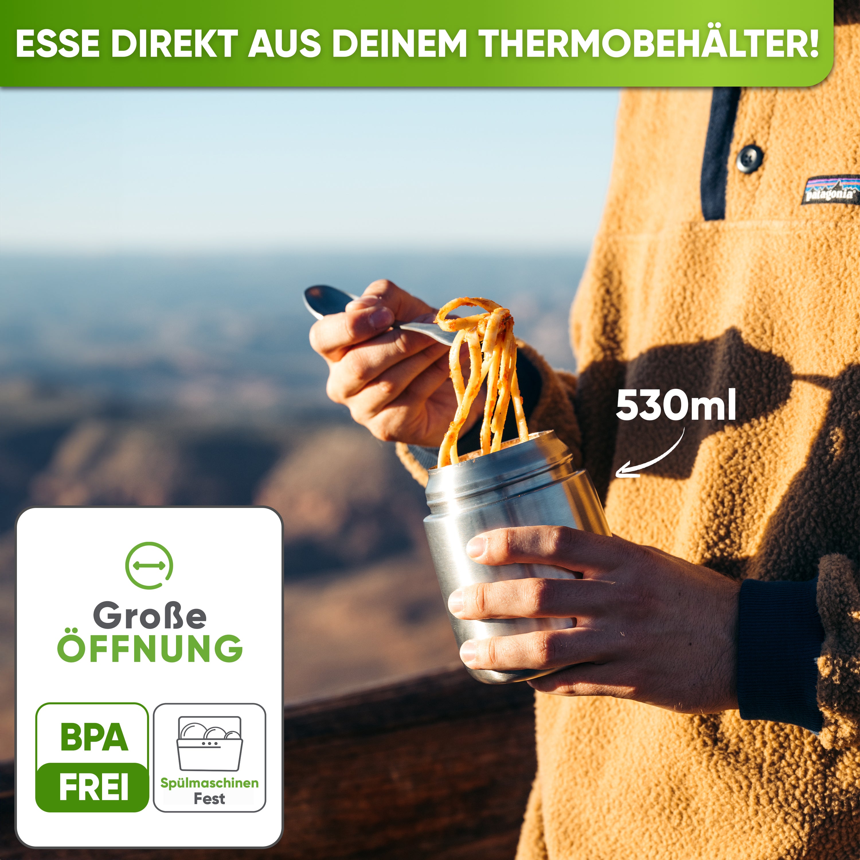 Récipient thermique en acier inoxydable avec bouchon anti-vide