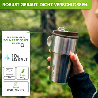 Edelstahl Isolier-Thermobecher mit Namensgravur für Kaffee & Tee – Braun, 500ml, Ansicht 3