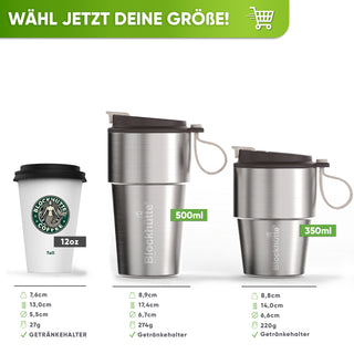 Edelstahl Isolier-Thermobecher mit Namensgravur für Kaffee & Tee – Braun, 350ml, Ansicht 4