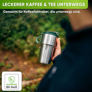 Edelstahl Isolier-Thermobecher mit Namensgravur für Kaffee & Tee – Dunkelgrün, 500ml, Ansicht 2