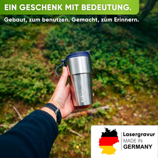Edelstahl Isolier-Thermobecher mit Namensgravur für Kaffee & Tee – Dunkelblau, 500ml, Ansicht 1