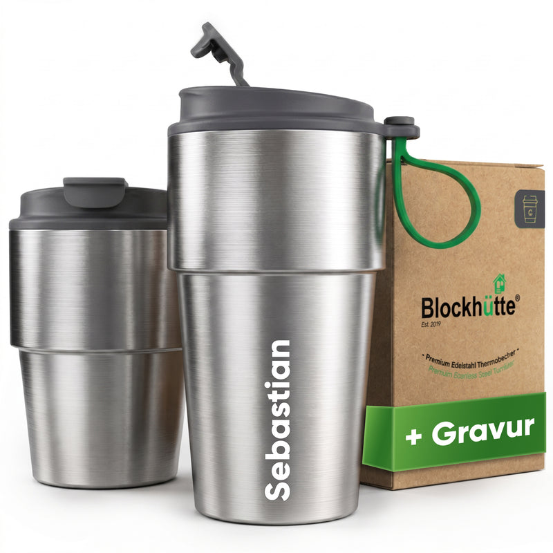 Edelstahl Isolier-Thermobecher mit Namensgravur für Kaffee & Tee