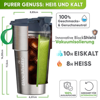 Edelstahl Isolier-Thermobecher mit Namensgravur für Kaffee & Tee – Grau, 350ml, Ansicht 5