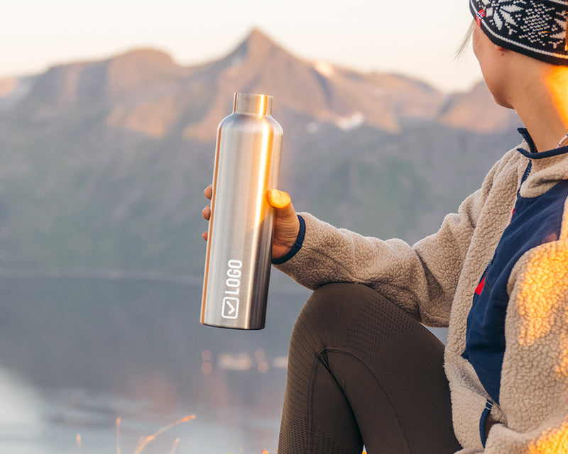 Gourde en acier inoxydable avec logo d'entreprise gravé