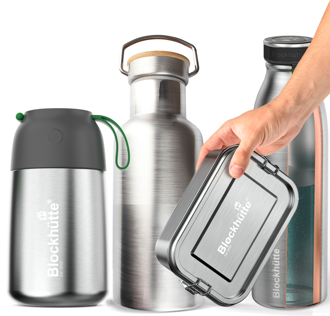 Thermos, gourde et boîte repas Blockhütte gravés au logo de l'entreprise