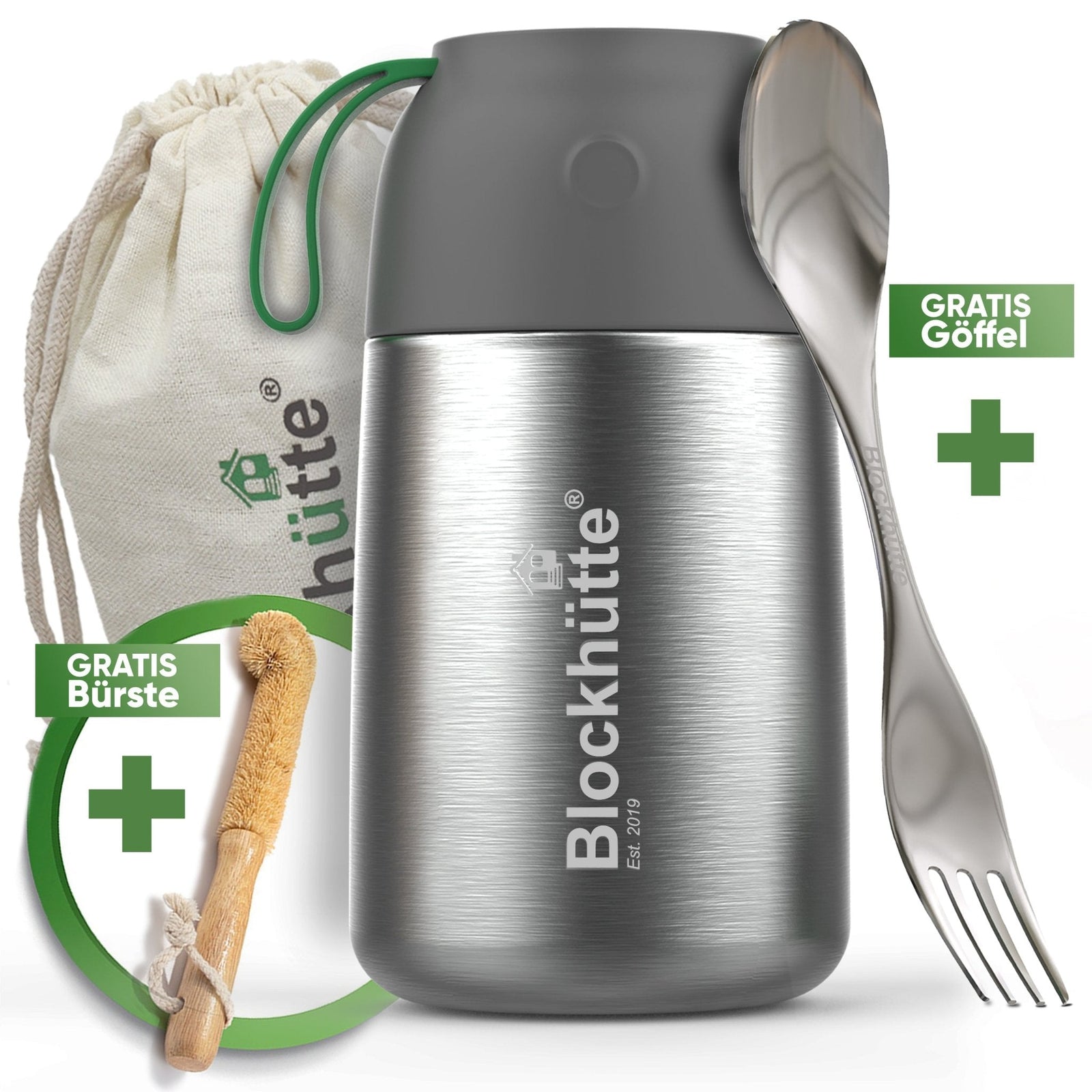 Boîte Repas Isotherme En Inox 1200 Ml - Étanche, Conservation Chaud/froid 6-12h, Avec Cuillère Pliante Intégrée, Noir