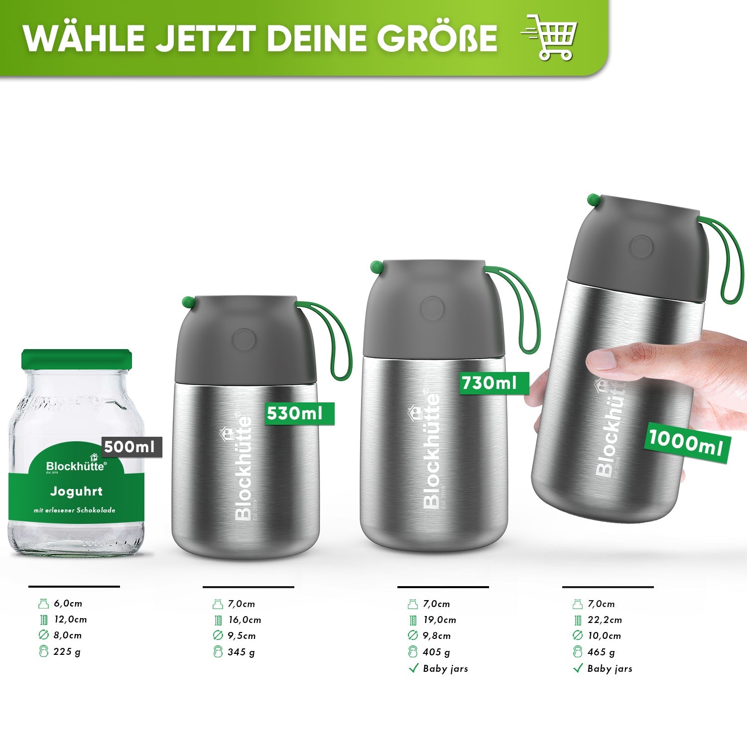 Edelstahl Thermo Lunchbox mit Anti - Vakuum Stöpsel | 1000ml |