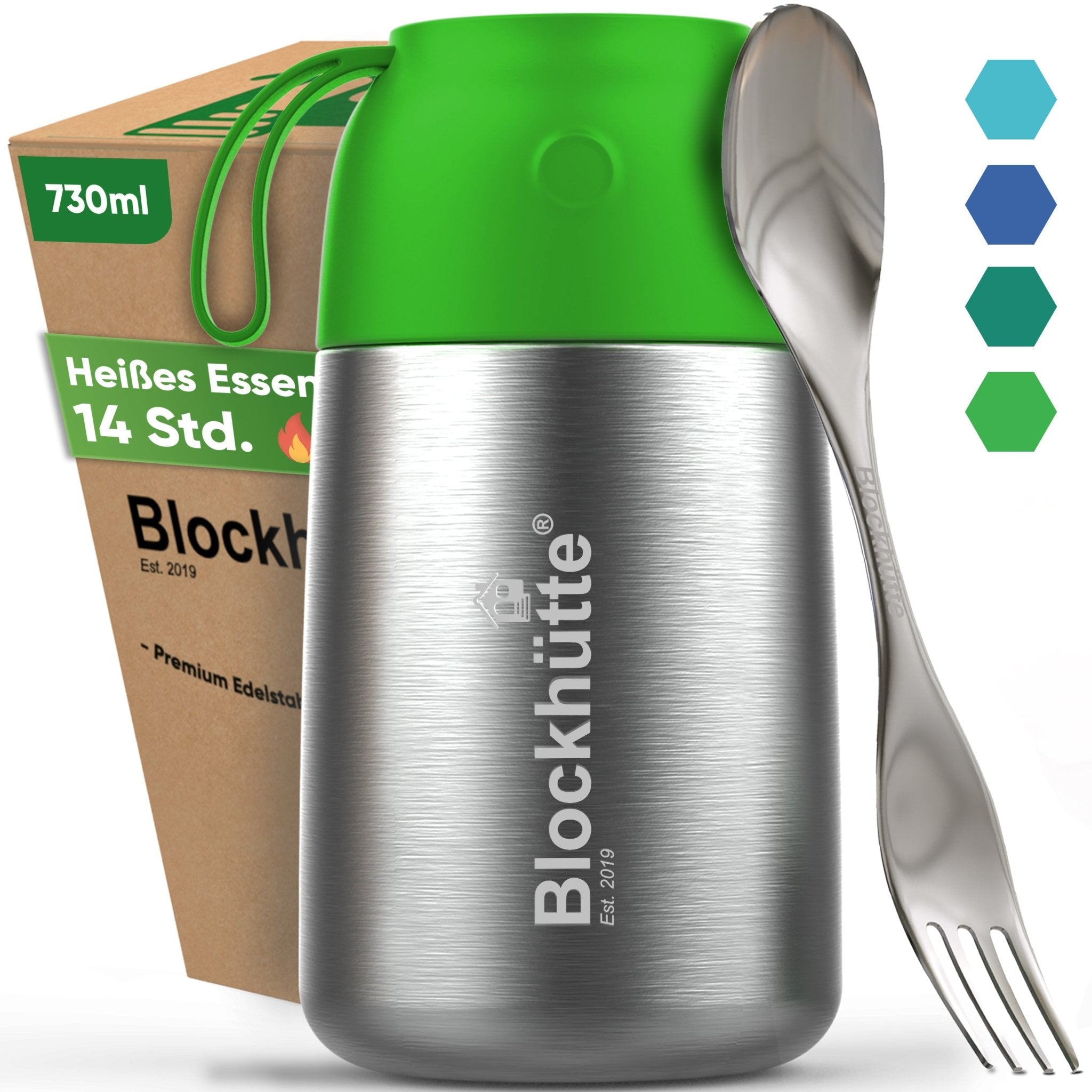 Edelstahl Thermobehälter für Essen | Giftgrün | 1000ml