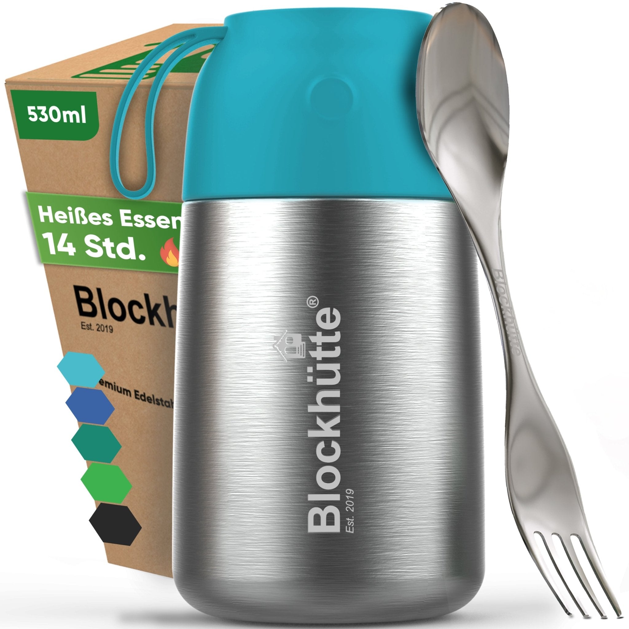 Edelstahl Thermobehälter für Essen - Blockhütte - BH0022-TUERKIS