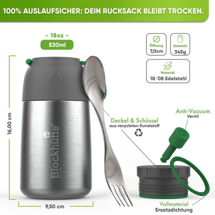 Edelstahl Thermobehälter mit Anti - Vakuum Stöpsel - Blockhütte - BH0022