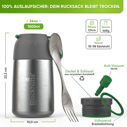 Edelstahl Thermobehälter mit Anti - Vakuum Stöpsel - Blockhütte - BH0022