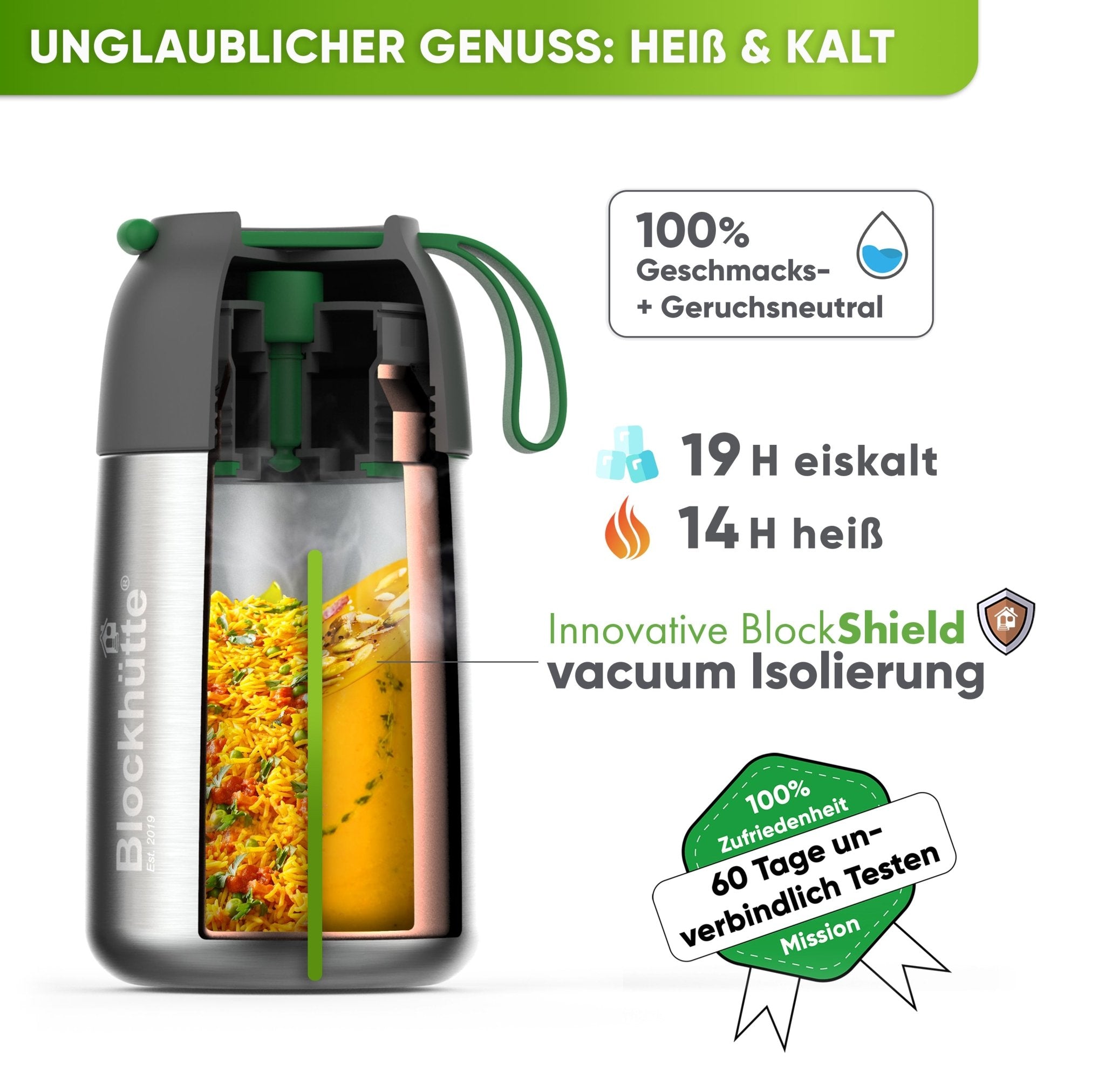 Edelstahl Thermobehälter mit Anti - Vakuum Stöpsel - Blockhütte - BH0022
