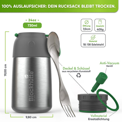 Edelstahl Thermobehälter mit Anti - Vakuum Stöpsel - Blockhütte - BH0022