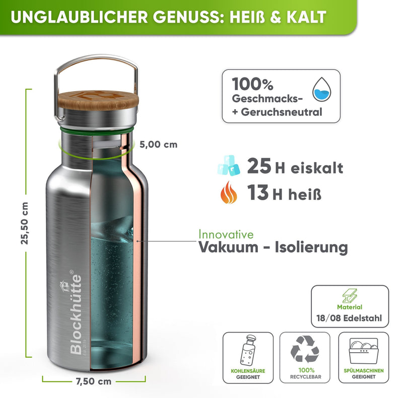 Individual Gravur für die Edelstahl Trinkflasche - Blockhütte - I_TFL_1000