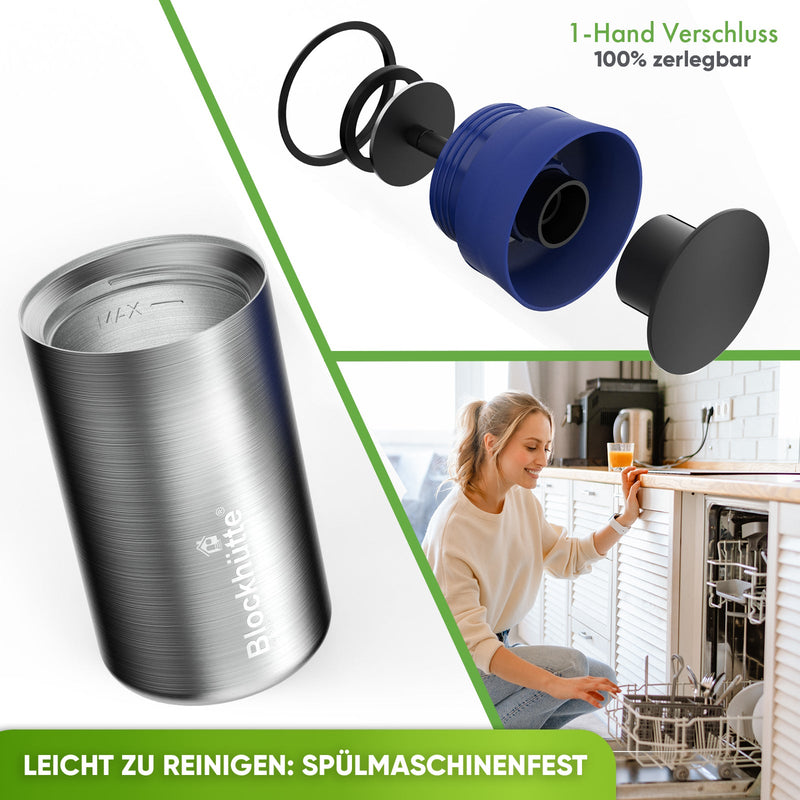 Premium Edelstahl Thermobecher für Kaffee und Tee - Blockhütte - BH0030