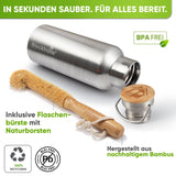 Premium Edelstahl Trinkflasche isoliert mit [GRATIS Bürste] - Blockhütte - BH0013