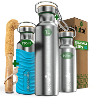 Premium Edelstahl Trinkflasche isoliert mit Silikonmantel | 750ml | Türkis | Hauptbild