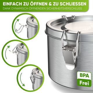 Runde Lunchbox aus Edelstahl mit Dichtung & Löffel - Blockhütte - BH0029