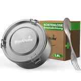 Runde Lunchbox aus Edelstahl mit Dichtung & Löffel - Blockhütte - BH0029