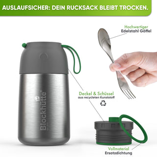 Freizeit Bundle - Edelstahl Thermobehälter + Edelstahl Sport Trinkflasche | Edelstahl Sport Trinkflasche: 1000ml | Edelstahl Thermobehälter: 1000ml